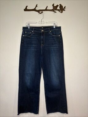 7 For All Mankind Cropped Alexa high rise straight relaxed stretch jeans 32